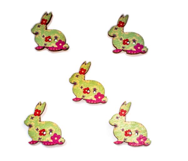 Kids buttons as wooden rabbits 30 mm 1,18 inch